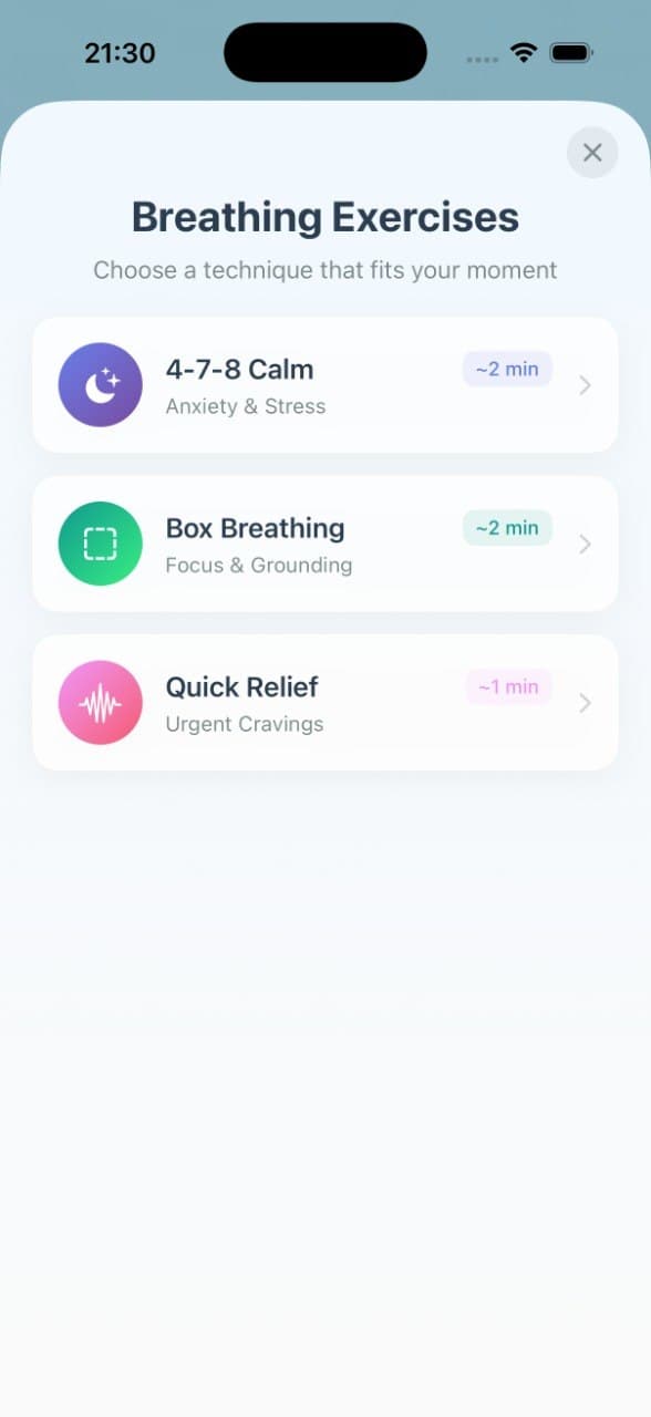 Breathing exercises — 4-7-8, Box, Quick Relief